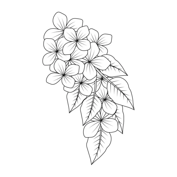 Black White Line Art Design Blooming Doodle Flower Coloring Book — ストックベクタ