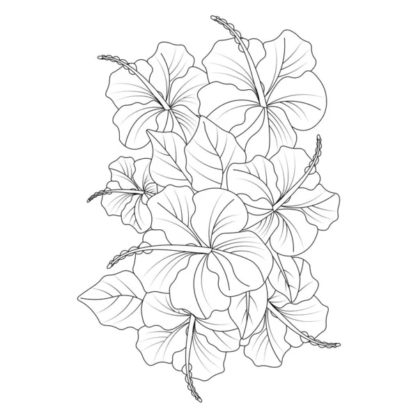 Floraison Fleur Décoration Illustration Branche Doodle Style Ligne Art Modèle — Image vectorielle