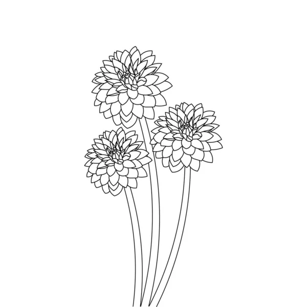 Single Flower Line Drawing Coloring Page Kids Activities Educational Element — Archivo Imágenes Vectoriales