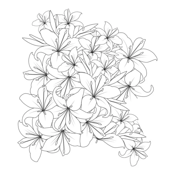 Рисунок Страницы Цветка Линией Рисунок Печати Элемента — стоковый вектор