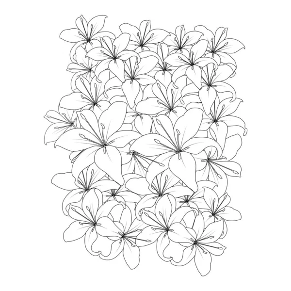 Lilie Linie Zeichenvektor Der Blume Malvorlage Zeichnung Für Druckelement — Stockvektor