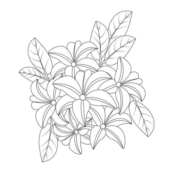 Blooming Flower Leaves Coloring Book Page Element Graphic Illustration Design 图库插图
