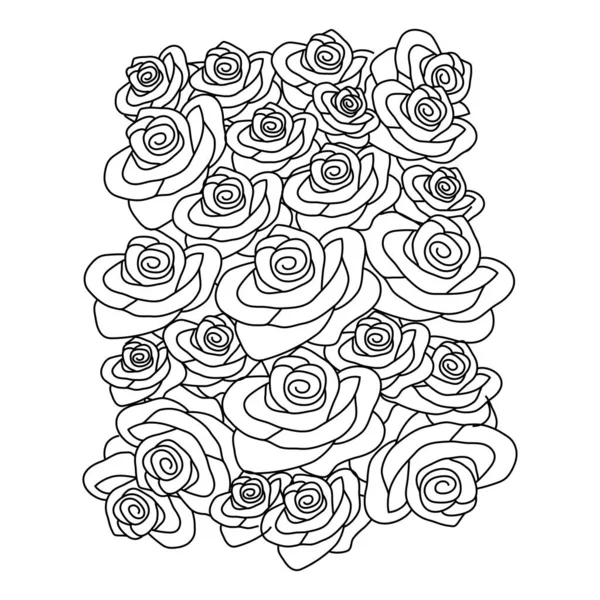 Decorative Doodle Rose Flower Pattern Line Art Pencil Artwork Illustration — ストックベクタ