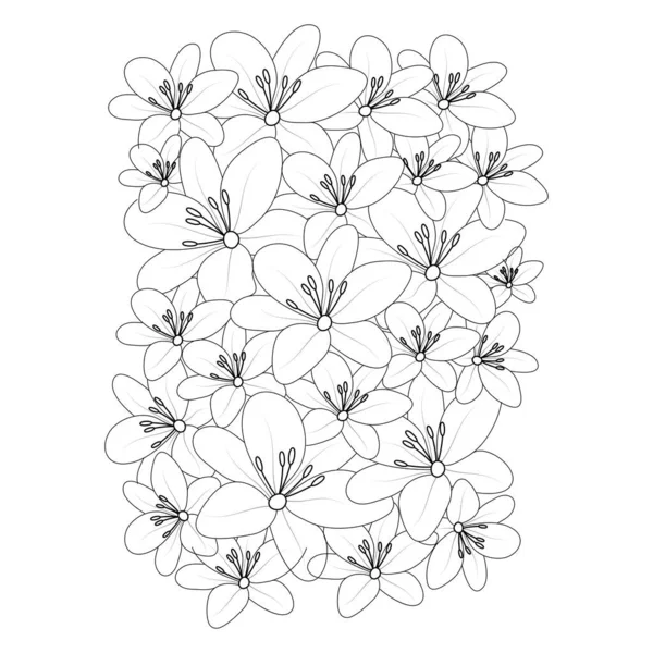 Doodle Style Drawing Line Art Repeat Pattern Lilium Flower Textile — Stockvektor