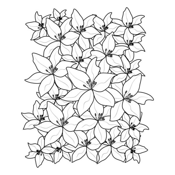 Doodle Stil Zeichnung Der Linienkunst Wiederholen Muster Lilium Blume Für — Stockvektor