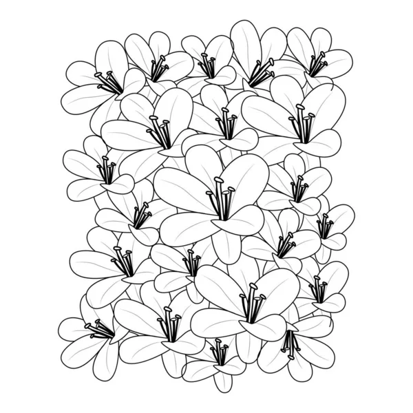 Doodle Style Drawing Line Art Repeat Pattern Lilium Flower Textile — Διανυσματικό Αρχείο