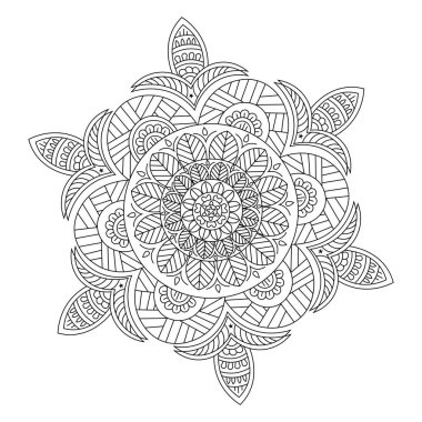 decorative mandala style flower zentangle background for adult coloring page