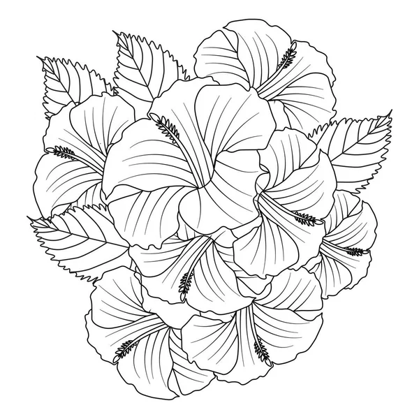 Rose Sharon Flower Doodle Art Design Coloring Page Detailed Line — ストックベクタ