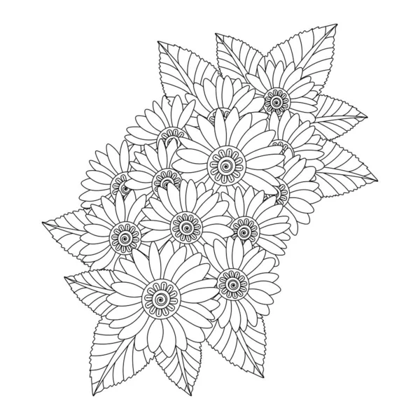 beautiful flowers coloring page with pencil sketch drawing detailed in vector graphic of line art