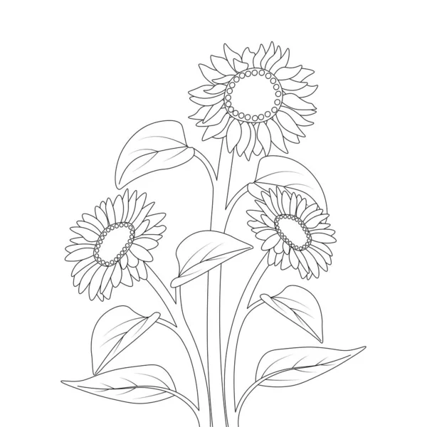 Kids Sunflower Coloring Page Pencil Drawing Vector Design Pencil Sketch — Stockvektor