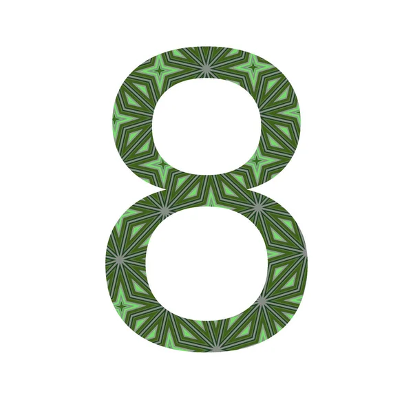 Numer Alfabetu Wykonanego Wzoru Zielonych Gwiazd Odizolowanego Białym Tle — Zdjęcie stockowe