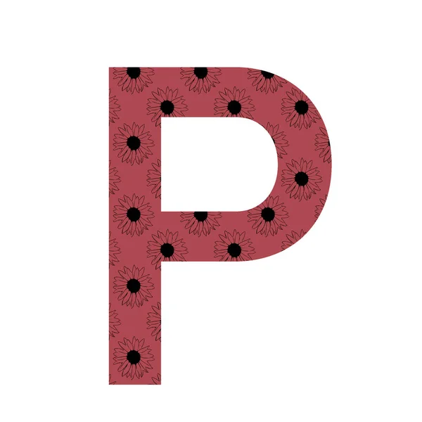 Carta Alfabeto Feito Com Padrão Girassóis Com Fundo Rosa Escuro — Fotografia de Stock