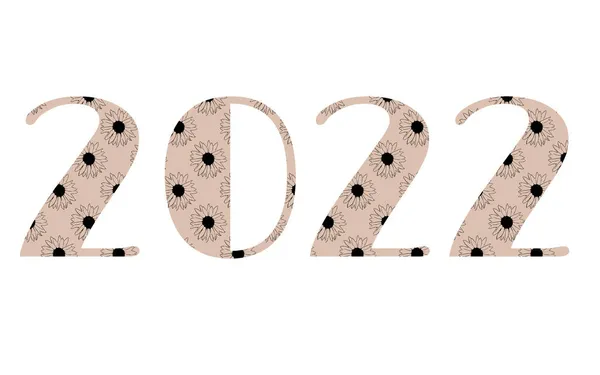 2022 Nuovo Anno Numeri Realizzati Con Bellissimo Modello Girasole Senza — Foto Stock