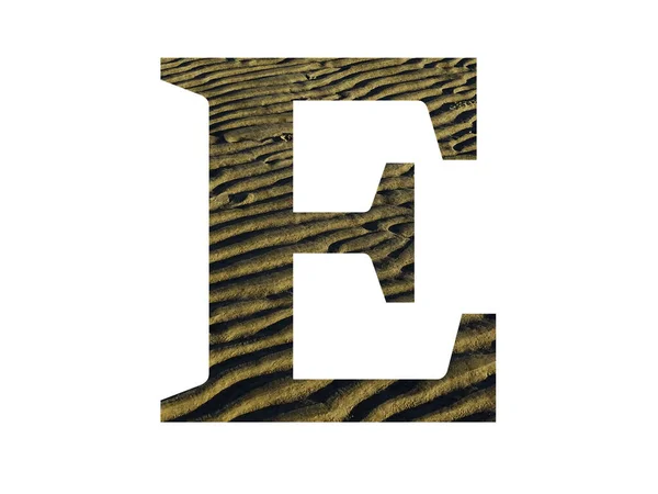 Буква Алфавита Гребнями Пляжа Цвет Желтый Коричневый Изолированные Белом Фоне — стоковое фото