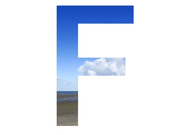Letter Alphabet Made Beach Sea Blue Sky North Sea Netherlands — Stock Photo, Image
