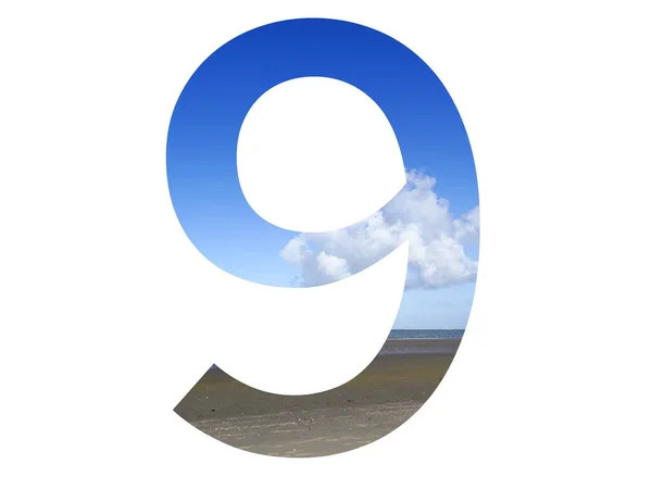 Nummer Alfabetet Gjort Med Strand Hav Och Blå Himmel Nordsjön — Stockfoto