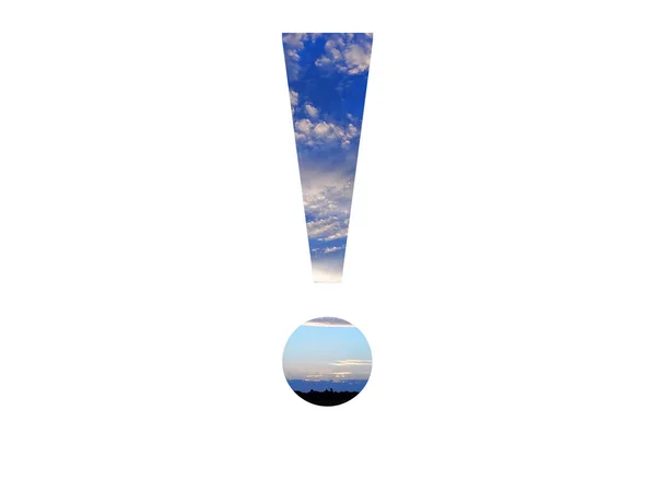 Exclamation Mark Alphabet Made Blue Sky Clouds Black Horizon — Fotografia de Stock