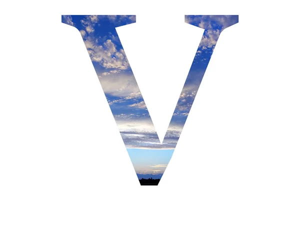 Letter Alphabet Made Blue Sky Clouds Black Horizon — Stockfoto
