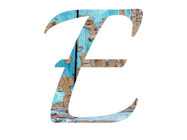 Letter Alphabet Made Old Planks Blue Brown Paint Them Isolated — Φωτογραφία Αρχείου