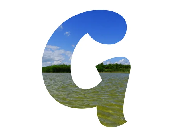 Letra Alfabeto Feito Com Uma Paisagem Céu Azul Juncos Verdes — Fotografia de Stock