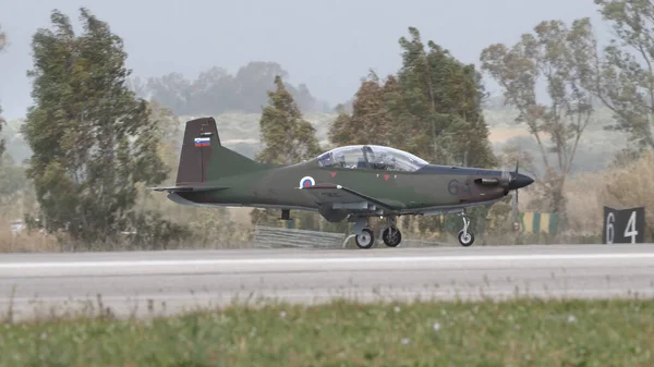 Pilatus PC-9 small turboprop military training airplane of Slovenian Air Force — Stock Photo, Image