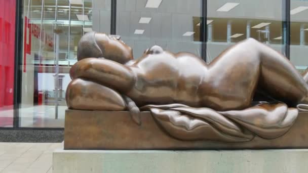 Reclining Woman Ruhende Frau artist Fernando Botero located next to Kunstmuseum — Stockvideo