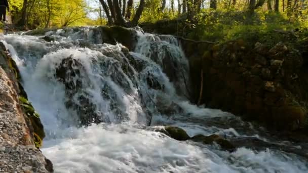 Breathtaking waterfalls of the Plitvice Lakes National Park famous tourist spot — Video
