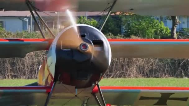 Thiene Italy October 2021 Close Front View Fokker Triplane Manfred — Stock Video