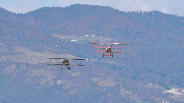 Thiene Włochy Październik 2021 Widok Przodu Słynny Historyczny Trójpłaszczyzna Fokker — Wideo stockowe