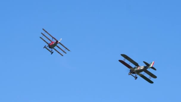 Thiene Itália Outubro 2021 Vista Deslumbrante Amous Histórico Triplano Fokker — Vídeo de Stock