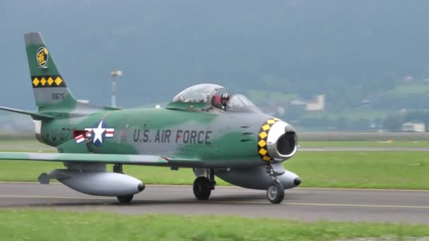 Zeltweg Austria Settembre 2019 North American Sabre Transonic Jet Fighter — Video Stock