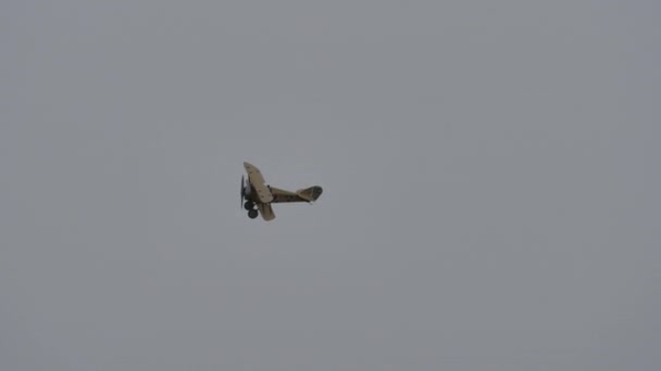 Zeltweg Αυστρία Σεπτεμβριου 2019 Frontal View Historical Biplane 1920 Landing — Αρχείο Βίντεο