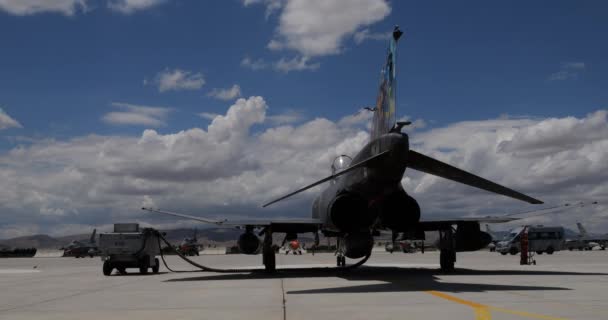 Konya Turkey June 2022 Cold War Fighter Plane Parked Refueling — Stockvideo