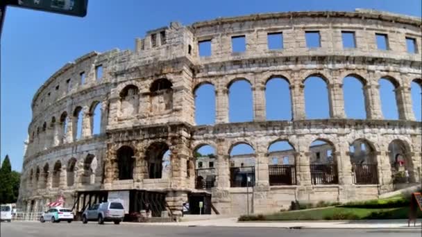 Pula Croatia August 2020 Facade Pula Arena Tilapse Amfiteater Romawi — Stok Video