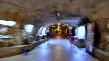 Pula Croatia AUGUST, 15, 2020 Zerostrasse gallery in Pula Croatia in hyperlapse. Underground tunnels used as shelters againts bombs during the war and built by austro hungarian empire.