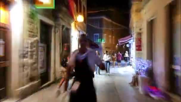 Pula Croatia August 2020 Street Hyperlapse Night People Summer Night — 图库视频影像