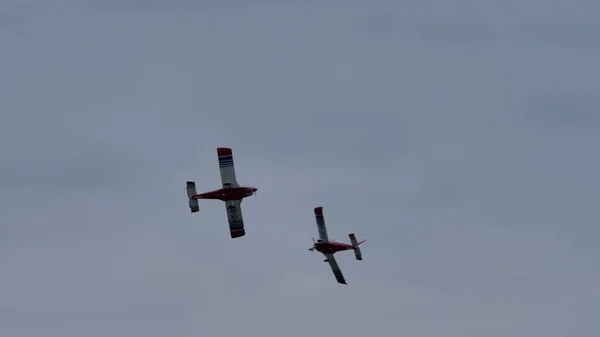 Cerklje Krki Slovenia May 2022 Small Propeller Military Training Airplanes —  Fotos de Stock