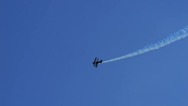 Padua Italy June 2022 Small Light Blue White Aerobatic Biplane — Stock Video