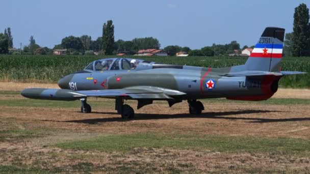 Padua Italy June 2022 Old Yugoslavian Ground Attack Jet Plane — Stock Video