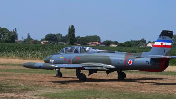 Padua Italy June 2022 Small Light Training Historical Jet Aircraft — Stock Video