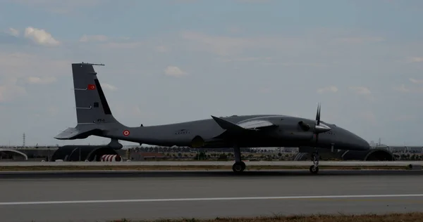Konya Turkey June 2022 Turkish Military Drone Airbase Runway Side — Stock Photo, Image