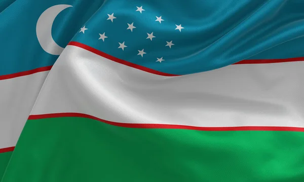 Uzbekistan Flag Satin Fabric Illustration — стоковое фото