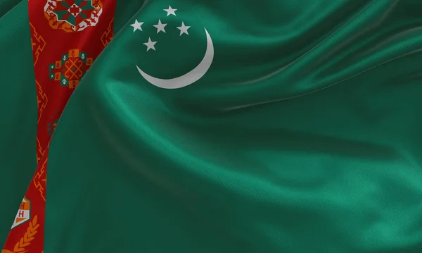 Turkmenistan Flag Satin Fabric Illustration — Stock fotografie