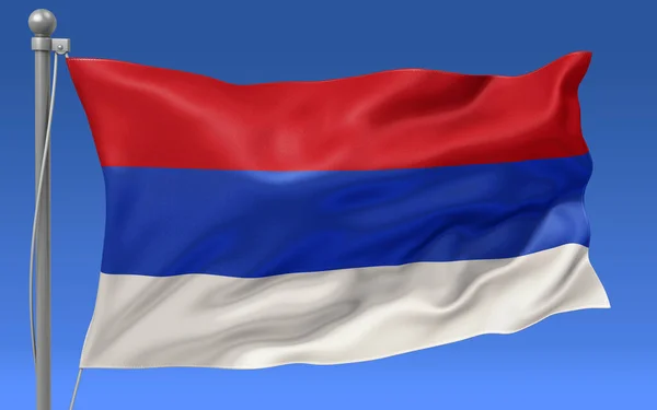 Vlag Van Republika Srpska Wapperend Top Van Een Vlaggenmast Met — Stockfoto