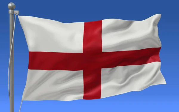 Die Flagge Von England Weht Der Spitze Eines Fahnenmastes Mit — Stockfoto