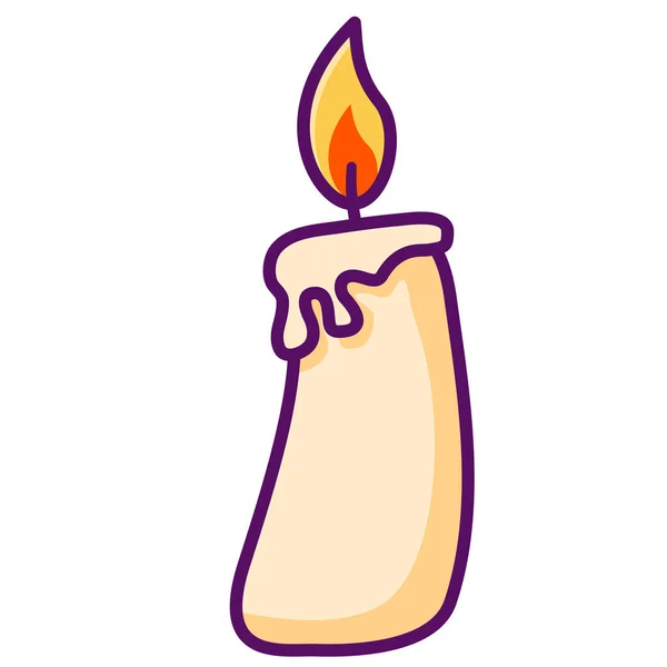 Burning wax candle. Vector cartoon style illustration. — Stock Vector