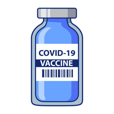 Covid-19 Coronavirus aşı şişesi. Bağışıklık tedavisi. Web siteleri için tasarım ögesi.