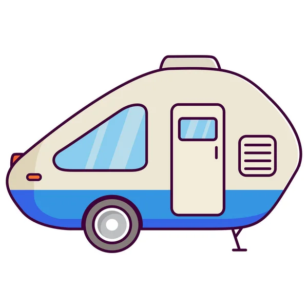 Adventure vintage trailer.Road trip.Isolated on a blue background. — Vetor de Stock