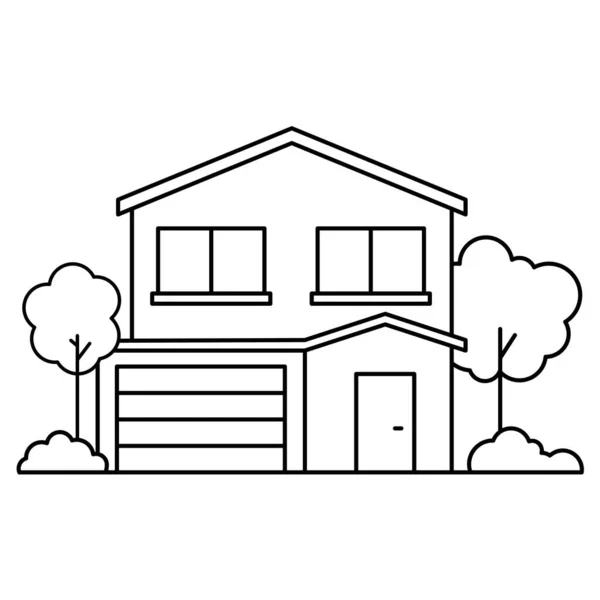 Thin line icon suburban house. For web design and application interface. — Stock Vector