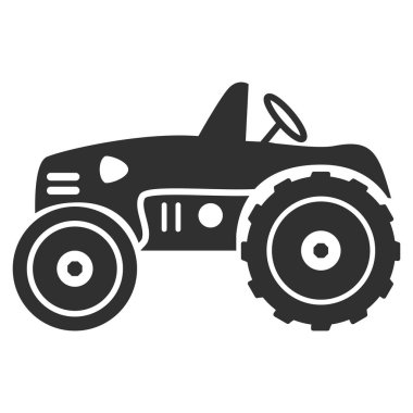 Siyah siluet retro tarım makineleri traktörü. Kırsal araç.